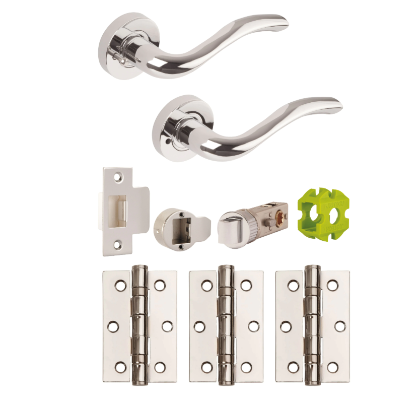 — Jigtech PCP Solar Privacy Lever Door Handles Pack 3 Hinge Set 1